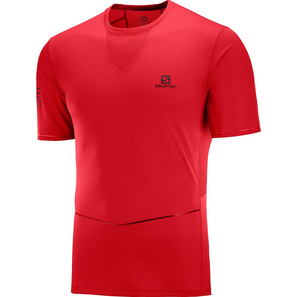 Salomon Singapore Mens T-shirts - SENSE ULTRA M Red | 91632-XNCQ